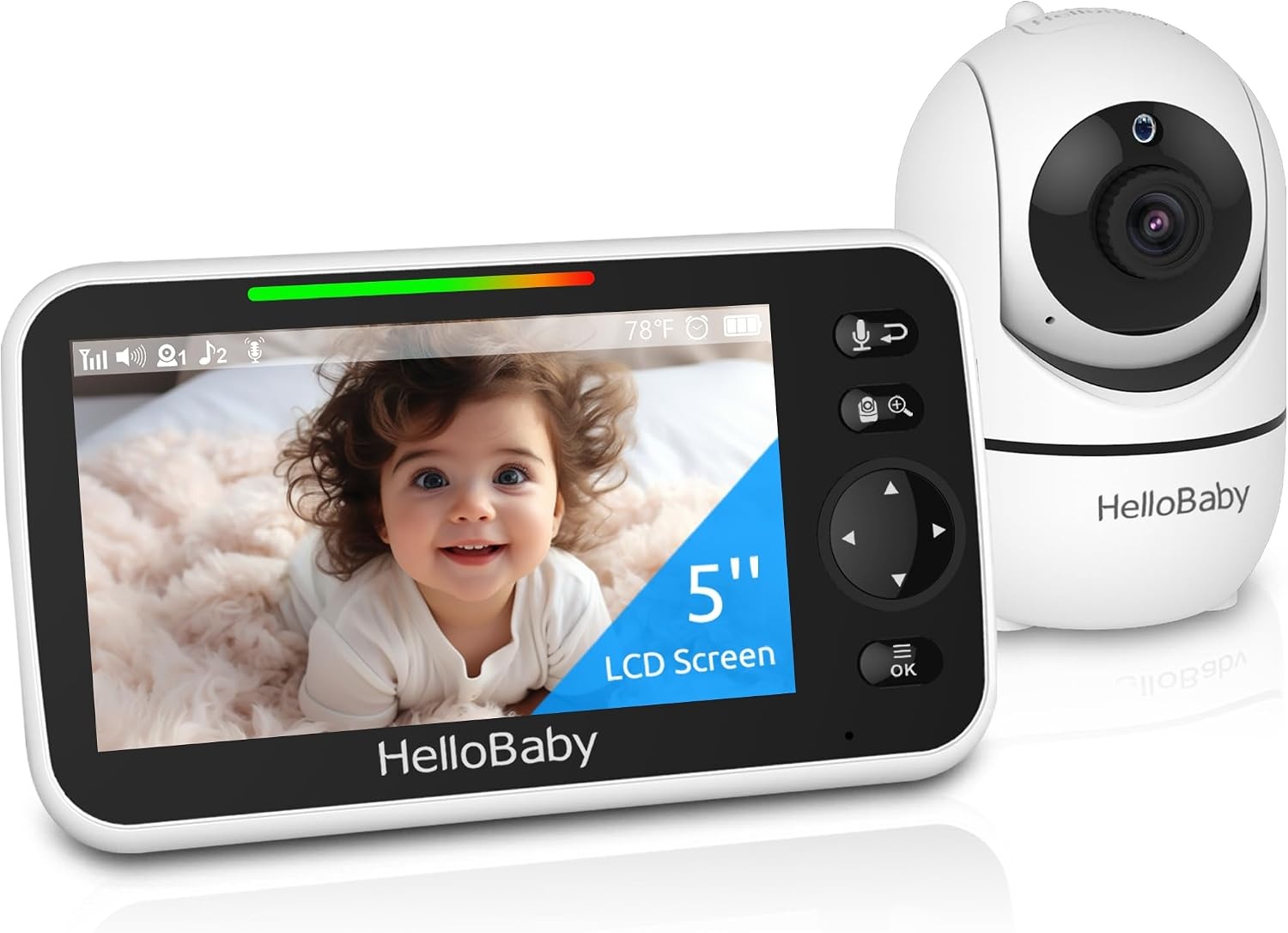 HelloBaby No WiFi Baby Monitor Camera and Audio HB6550, 5 inch Video Screen