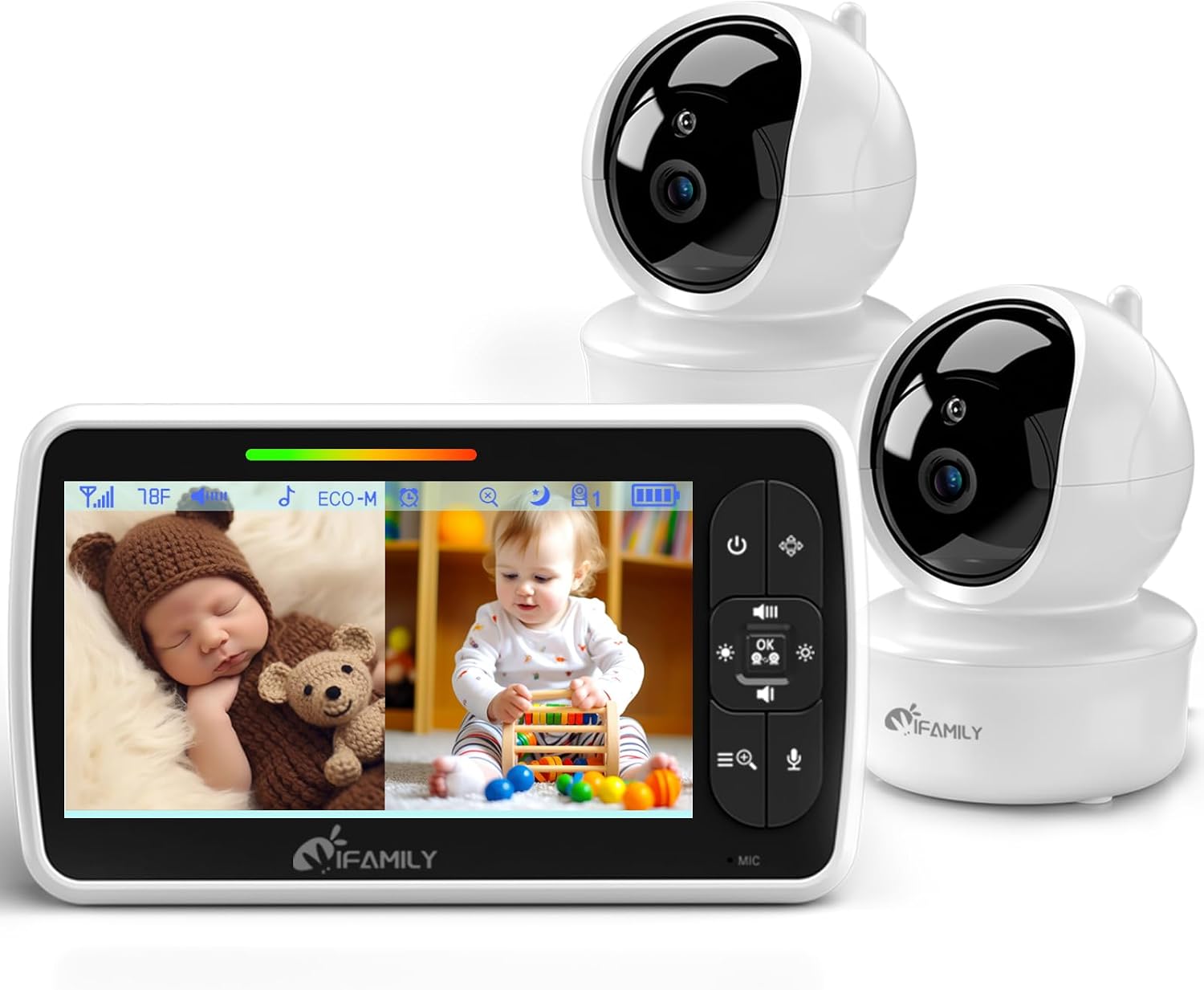 iFamily 5 inch split screen baby monitor with 2 cameras and night vision