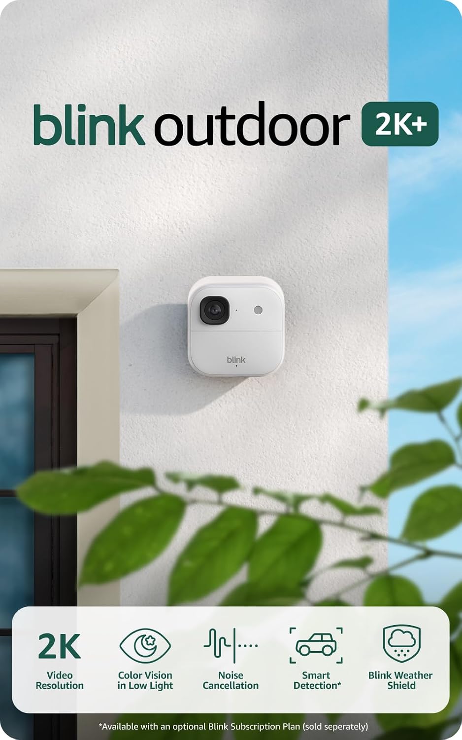 Blink Outdoor 2K+ Wireless Smart Security Camera, 5 Camera System with Sync Module Core, White